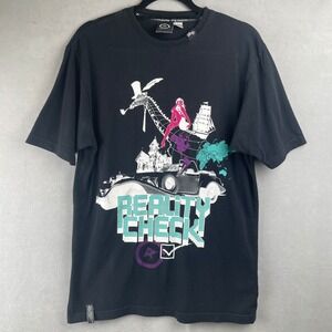 LRG Lifted Research Group T Shirt Graphic Print Black S/S Reality Check Retro M